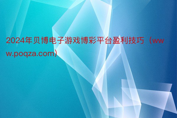 2024年贝博电子游戏博彩平台盈利技巧（www.poqza.com）