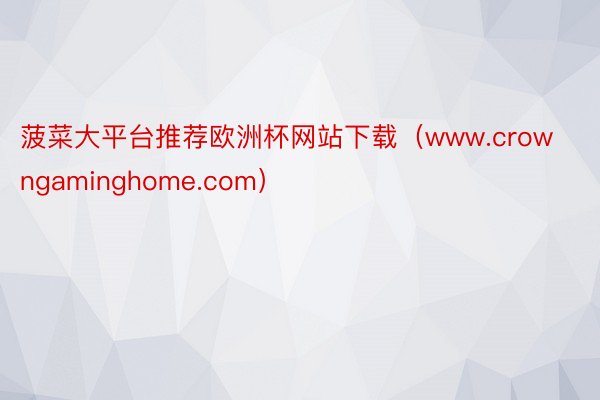 菠菜大平台推荐欧洲杯网站下载（www.crowngaminghome.com）